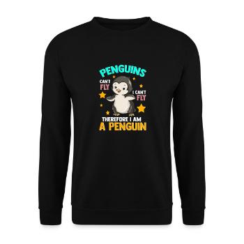 Cute Penguins Can't Fly I Can't Fly I Am A Penguin - Unisex Sweatshirt - black - Front - Alina (178cm) & Michal (187cm)