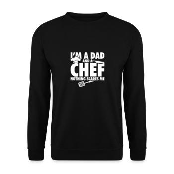 Papa cuisinier | Cadeaux de chef cuisinier amateur - Sweat-shirt Unisexe - noir - Devant - Alina (178cm) & Michal (187cm)