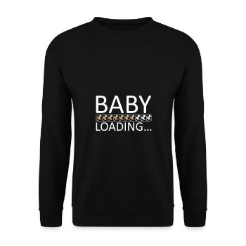 Baby loading please wait Geschenkidee - Unisex Pullover - Schwarz - Vorne - Alina (178cm) & Michal (187cm)