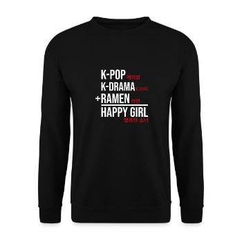 K-Pop K-Drama Ramen Happy Girl - Unisex Pullover - Schwarz - Vorne - Alina (178cm) & Michal (187cm)
