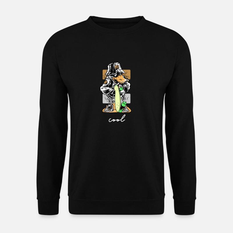 Kinder Ente Skateboard cool - Unisex Pullover - Schwarz