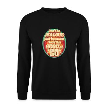 50e anniversaire pour hommes et femmes à 50 ans - Sweat-shirt Unisexe - noir - Devant - Alina (178cm) & Michal (187cm)