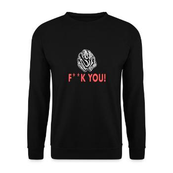 fuck you lustig - Unisex Pullover - Schwarz - Vorne - Alina (178cm) & Michal (187cm)