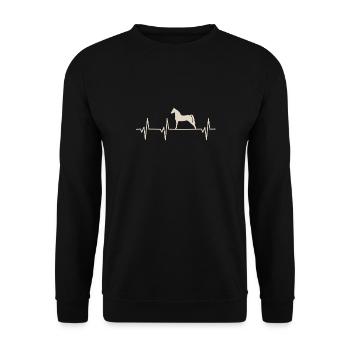 Morgan Horse Heartbeat für Pferdefreunde - Unisex Pullover - Schwarz - Vorne - Alina (178cm) & Michal (187cm)