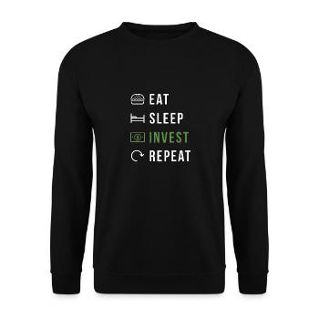 Eat sleep invest repeat actions Crypto T shirt - Sweat-shirt Unisexe - noir - Devant - Alina (178cm) & Michal (187cm)