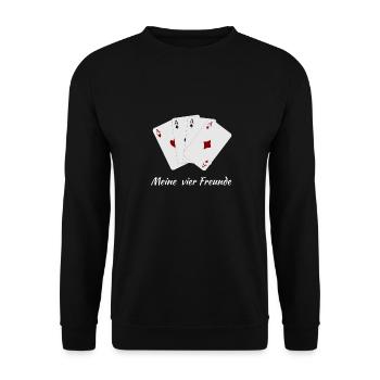 Kartenspiel Skat Poker Ass - Unisex Pullover - Schwarz - Vorne - Alina (178cm) & Michal (187cm)