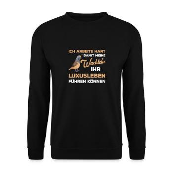 Wachtel Vogel Geschenk Legewachteln Wachtelzüchter - Unisex Pullover - Schwarz - Vorne - Alina (178cm) & Michal (187cm)