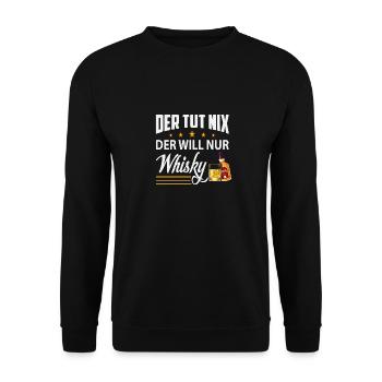 Der tut nix der will nur Whisky - Unisex Pullover - Schwarz - Vorne - Alina (178cm) & Michal (187cm)