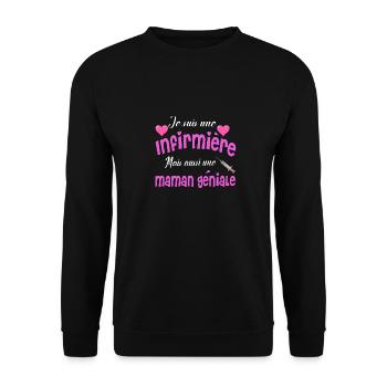 Infirmière et maman - Sweat-shirt Unisexe - noir - Devant - Alina (178cm) & Michal (187cm)