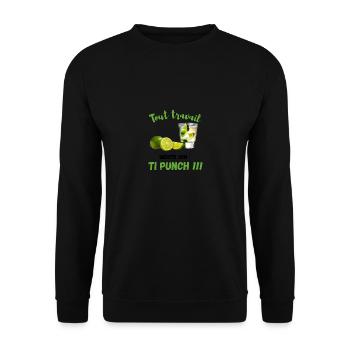 T.Shirt apéritif Tout travail mérite son TI PUNCH - Sweat-shirt Unisexe - noir - Devant - Alina (178cm) & Michal (187cm)