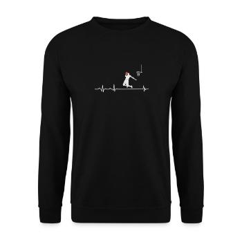 Basketball Heartbeat Funny Sport Family Game Day - Unisex Sweatshirt - black - Front - Alina (178cm) & Michal (187cm)