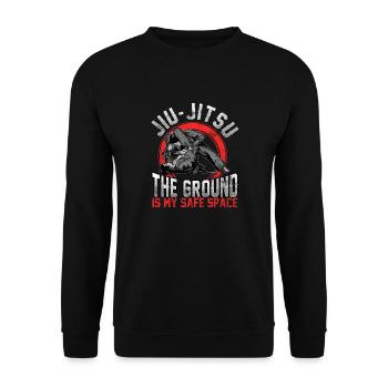 Jiu Jitsu The Ground Is My Safe Space BJJ Pun - Unisex Sweatshirt - black - Front - Alina (178cm) & Michal (187cm)