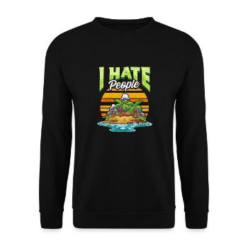 Cute & Funny I Hate People Beach Vacation Pun - Unisex Sweatshirt - black - Front - Alina (178cm) & Michal (187cm)