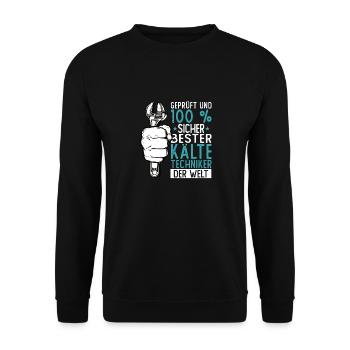 Kältetechniker Geschenk Klimatechniker - Unisex Pullover - Schwarz - Vorne - Alina (178cm) & Michal (187cm)