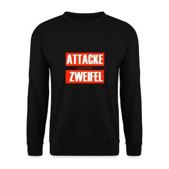 Attacke gegen jeden Zweifel - Unisex Pullover - Schwarz - Vorne - Alina (178cm) & Michal (187cm)