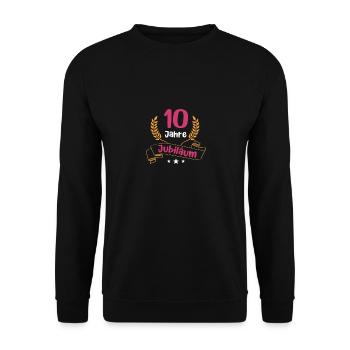 10 Jahre Jubiläum Firmenjubiläum Mitarbeiterin - Unisex Pullover - Schwarz - Vorne - Alina (178cm) & Michal (187cm)
