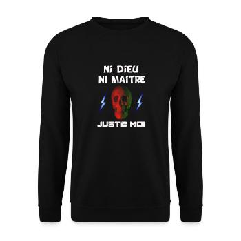 ni dieu ni maitre, juste moi - Sweat-shirt Unisexe - noir - Devant - Alina (178cm) & Michal (187cm)