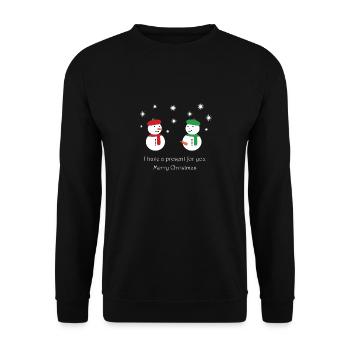 Perverse Schneemänner mit Weihnachtsgrüßen - Unisex Pullover - Schwarz - Vorne - Alina (178cm) & Michal (187cm)