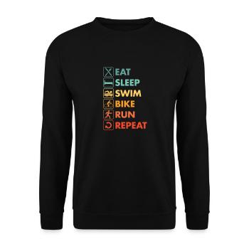 Triathlon Vintage Eat Sleep Swim Bike Run - Sweat-shirt Unisexe - noir - Devant - Alina (178cm) & Michal (187cm)