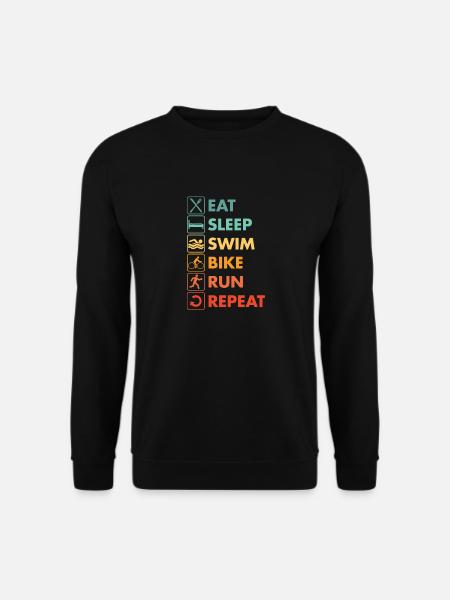Triathlon Vintage Eat Sleep Swim Bike Run - Unisex Pullover - Schwarz