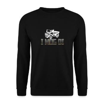 Unimog 406, geländewagen, Nutzfahrzeug, LKW - Unisex Pullover - Schwarz - Vorne - Alina (178cm) & Michal (187cm)