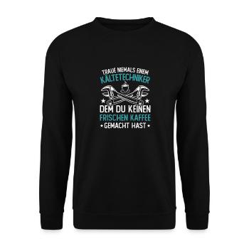 Kältetechniker Geschenk Klimatechniker - Unisex Pullover - Schwarz - Vorne - Alina (178cm) & Michal (187cm)