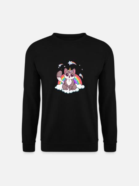 Regenbogen Meowgical Caticorn Majestic süße Katze - Unisex Pullover - Schwarz