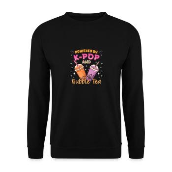 Powered By KPOP and Bubble Tea ... K-Pop - Unisex Sweatshirt - black - Front - Alina (178cm) & Michal (187cm)