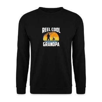 Reel Cool Grandpa, Funny Fishing Grandpa - Unisex Sweatshirt - black - Front - Alina (178cm) & Michal (187cm)