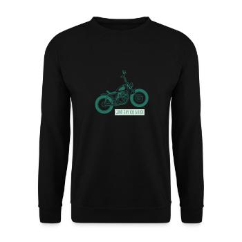Motorbike Lover Bike Scooter Chopper - Unisex Sweatshirt - black - Front - Alina (178cm) & Michal (187cm)