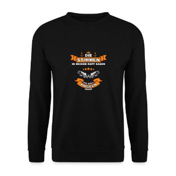 Angeln Angler Angelausrüstung Vatertag Geschenk - Unisex Pullover - Schwarz - Vorne - Alina (178cm) & Michal (187cm)
