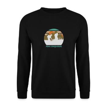 Peak Conqueror Hiking Hiker Hike Mountain Nature - Unisex Pullover - Schwarz - Vorne - Alina (178cm) & Michal (187cm)