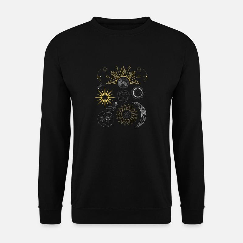 sun moon stars - pattern - Unisex Sweatshirt - black
