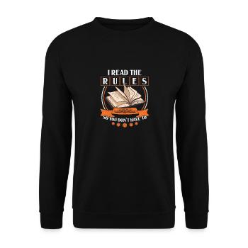 I Read The Rules Tabletop Gaming Gift Role Player - Unisex Pullover - Schwarz - Vorne - Alina (178cm) & Michal (187cm)