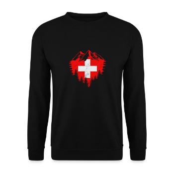 Schweiz Berge - Unisex Pullover - Schwarz - Vorne - Alina (178cm) & Michal (187cm)
