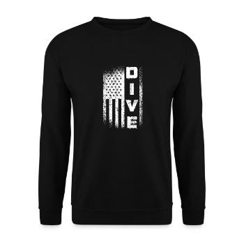 Dive Amerikanische Flagge Patriotischer Taucher - Unisex Pullover - Schwarz - Vorne - Alina (178cm) & Michal (187cm)