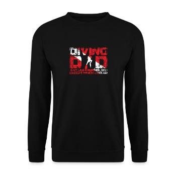 Diving Dad Lustiges Taucher Geschenk Papa Vatertag - Unisex Pullover - Schwarz - Vorne - Alina (178cm) & Michal (187cm)