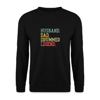 Retro Husband Dad Drummer Legend... Drummer - Unisex Pullover - Schwarz - Vorne - Alina (178cm) & Michal (187cm)