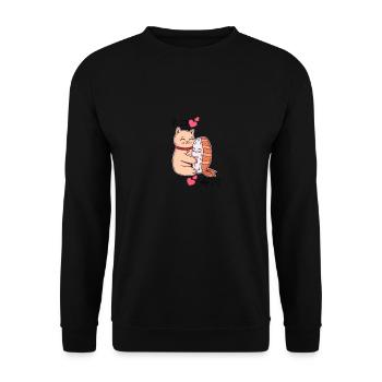 chat sushi doux kawaii - Sweat-shirt Unisexe - noir - Devant - Alina (178cm) & Michal (187cm)