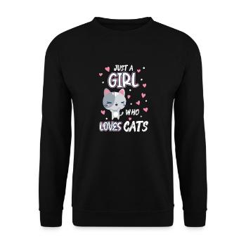 Just A Girl Who Loves Cats Funny Birthday Girls - Unisex Sweatshirt - black - Front - Alina (178cm) & Michal (187cm)