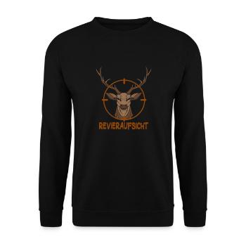 Revieraufsicht Jagd Spruch für Jäger Rotwild jagen - Unisex Pullover - Schwarz - Vorne - Alina (178cm) & Michal (187cm)