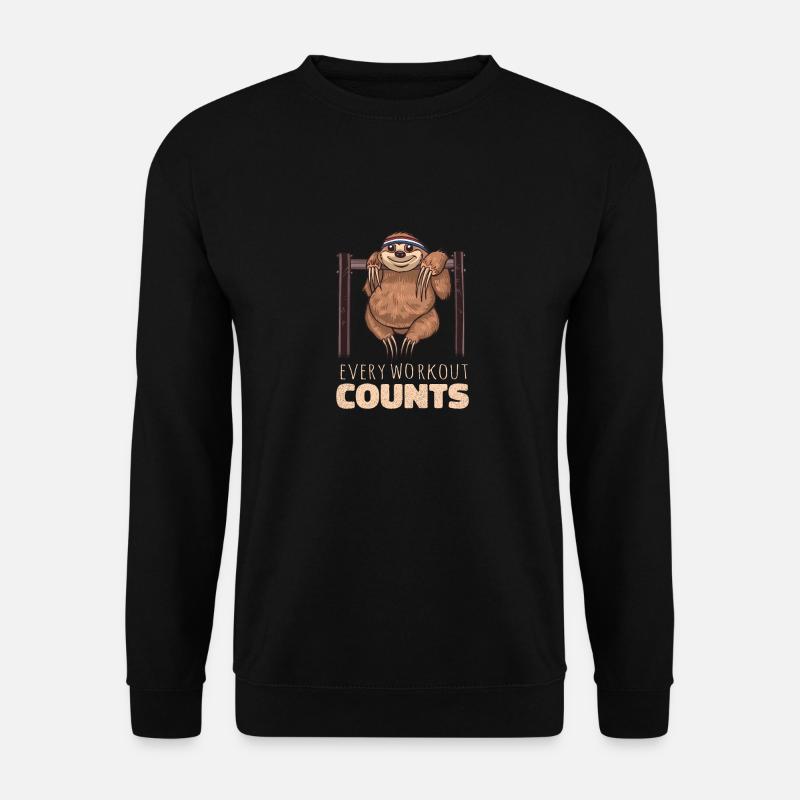Every workout counts sloth - Unisex Sweatshirt - black