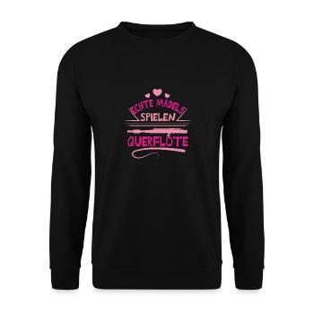 Querflöte Mädels - Unisex Pullover - Schwarz - Vorne - Alina (178cm) & Michal (187cm)