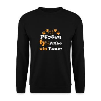4 Pfoten 2 Füße Ein Team Hundeliebhaber Hundehalt - Unisex Pullover - Schwarz - Vorne - Alina (178cm) & Michal (187cm)