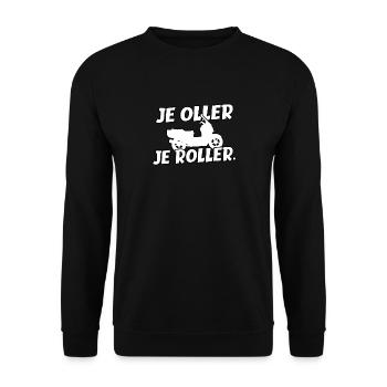 Motorroller Roller Rollerfahrer Geschenk - Unisex Pullover - Schwarz - Vorne - Alina (178cm) & Michal (187cm)
