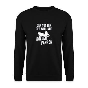Motorroller Roller Rollerfahrer Geschenk - Unisex Pullover - Schwarz - Vorne - Alina (178cm) & Michal (187cm)