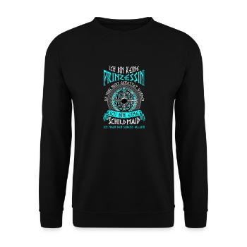 Schildmaid Keine Prinzessin Wikinger Geschenk - Unisex Pullover - Schwarz - Vorne - Alina (178cm) & Michal (187cm)