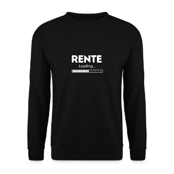 Rente Loading, Rentenbeginn, Rentenalter - Unisex Pullover - Schwarz - Vorne - Alina (178cm) & Michal (187cm)
