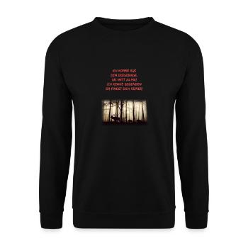 Ich komme aus dem Erzgebirge. Sei nett zu mir! - Unisex Pullover - Schwarz - Vorne - Alina (178cm) & Michal (187cm)