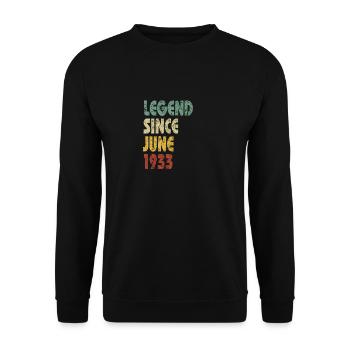 Retro-Legende seit Juni 1933 Lustiges Zitat Slogan - Unisex Pullover - Schwarz - Vorne - Alina (178cm) & Michal (187cm)